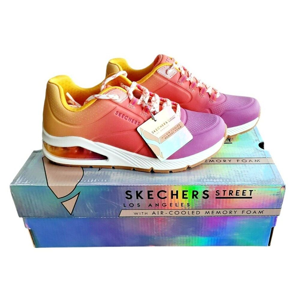 Skechers Street Los Angeles Uno Night Shades Pink Purple Ombre 155628 PKMT 5.5